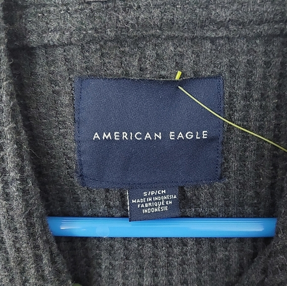 American Eagle Outfitters Grey Thermal Hoodie, Size Small - Picture 2 of 4